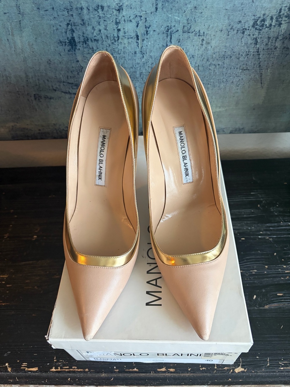 Manolo Blahnik Nude & Gold Pumps β Size 10 - Picture 2 of 16